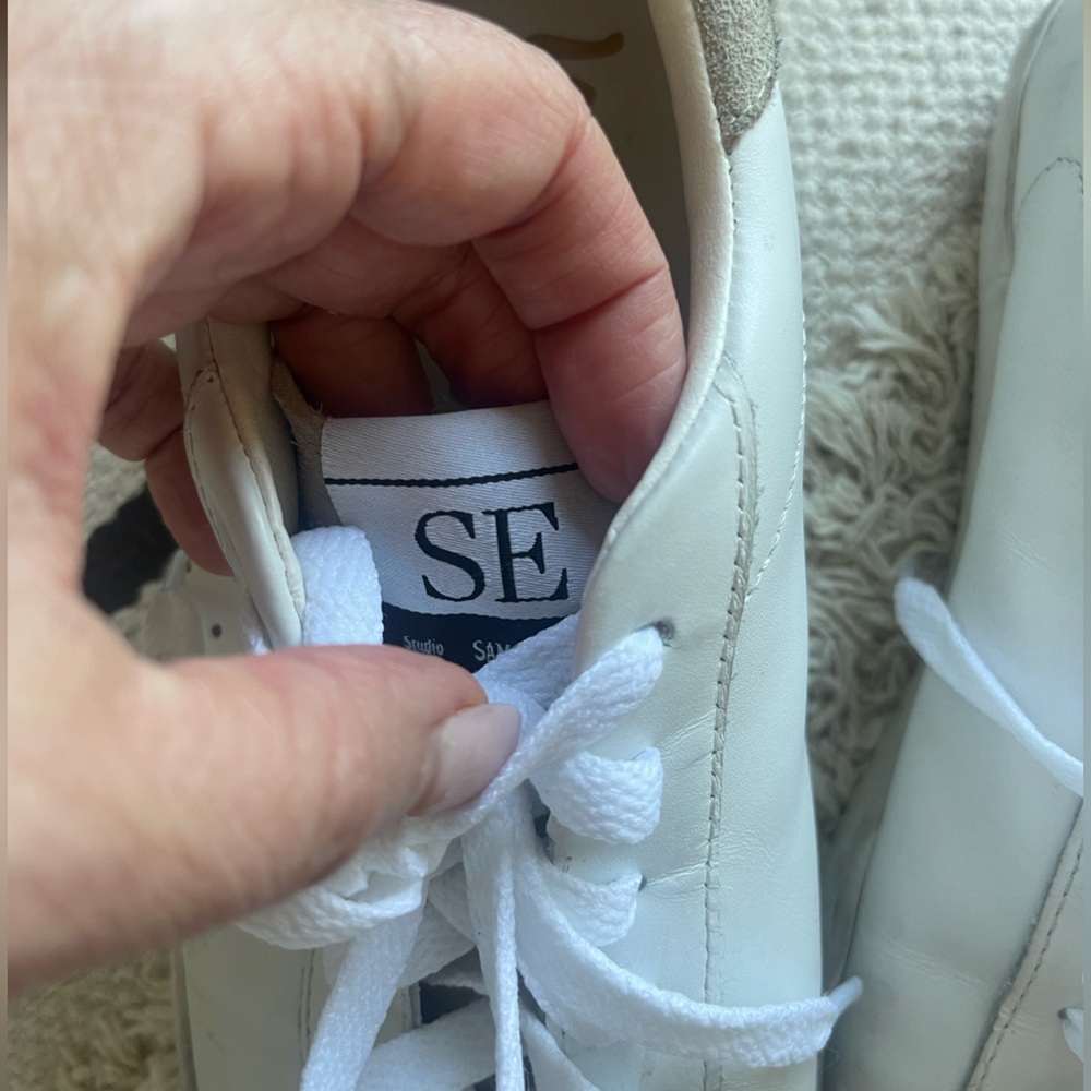 Sam Edelman Aubre Sneakers White LeatherTan Suede Flats, with box - Picture 4 of 8